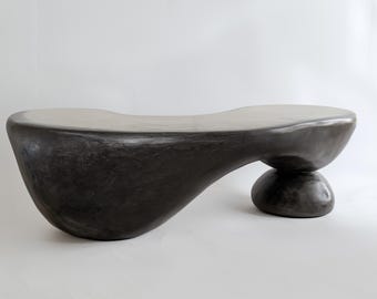 CUSTOM Coffee table in black Tadelakt plaster - The Crescent Table