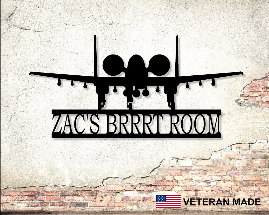 A-10 Personalized Metal Sign, A-10 Warthog Gun Room Sign, Thunderbolt