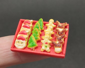 Miniature Christmas cookie tray, 1/12 scale, for dollhouse, miniature, diorama