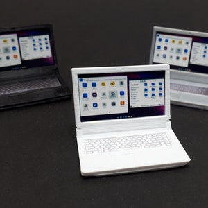 1/12 Scale Miniature Laptop, for Diorama, Dollhouse, Miniature Display Case, Non-Folding