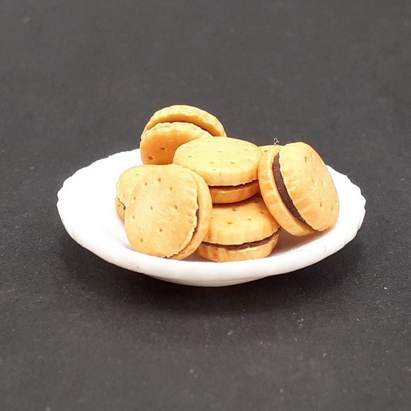 Assiette de minis biscuits au chocolat au 1/12, pour maison de poupée, miniature, diorama