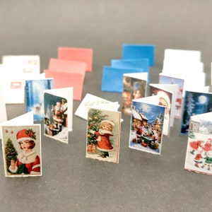 Miniature Cartes de vœux de Noël 1/12 version physique, pour diorama, maison de poupée, vitrine miniature