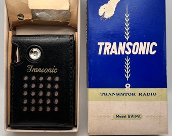 Vintage Transonic AM Transistor Radio, Model 891PA. Restored and Working!! Original Box!!