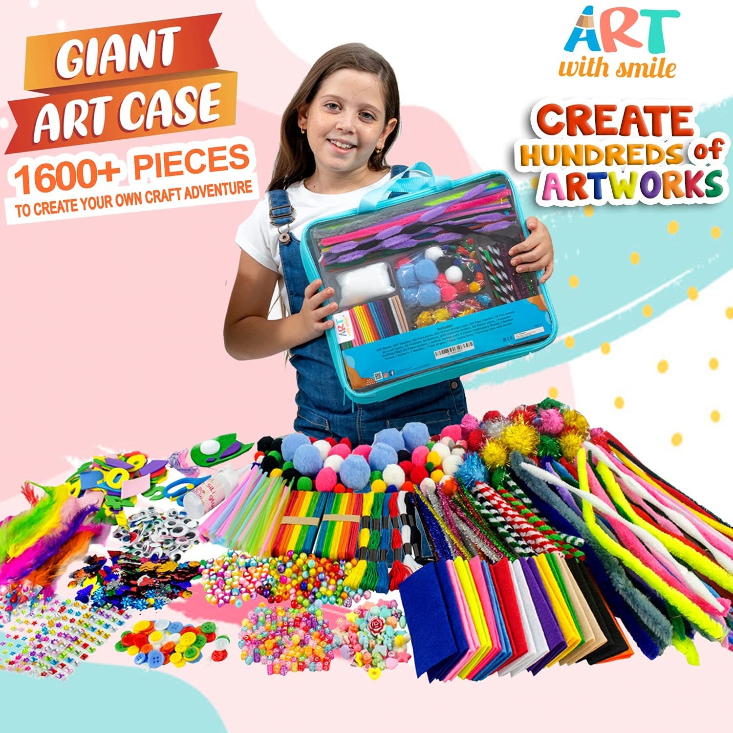 Great Choice Products 50 Arts And Crafts For Kids, 400 Pieces Art Supplies  Craft Materials, 7 Year Old Gifts For Girls + Boys Ages, 4-6 6-8