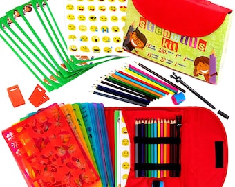 Drawing Stencils for Kids Kit & Carry Case – Child-Safe with 55 Pieces, Stencil Set with 280+ Shapes, Colored Pencils, Paper, Etc.