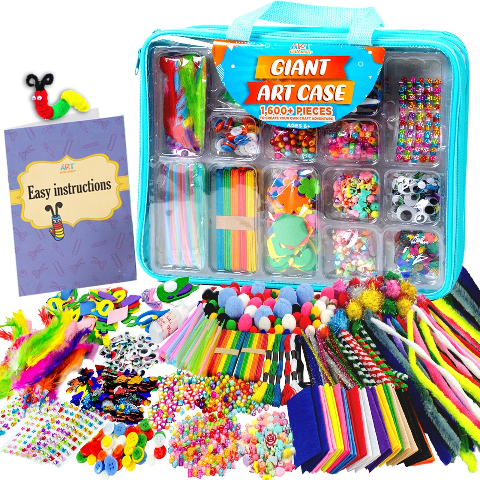 Arts and Crafts Supplies for Kids 1600pcs Craft Kits for Kids DIY School  Craft Project for Kids Age 4 5 7 8-12 Gifts for Girls and Boys 