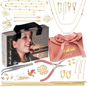 Jewelry Making Kit for Adults and Teens - Girls DIY Bracelet Making Kit, Friendship Bracelet Kit w/Beads, Tools with 14K Gold & Silver-Plate