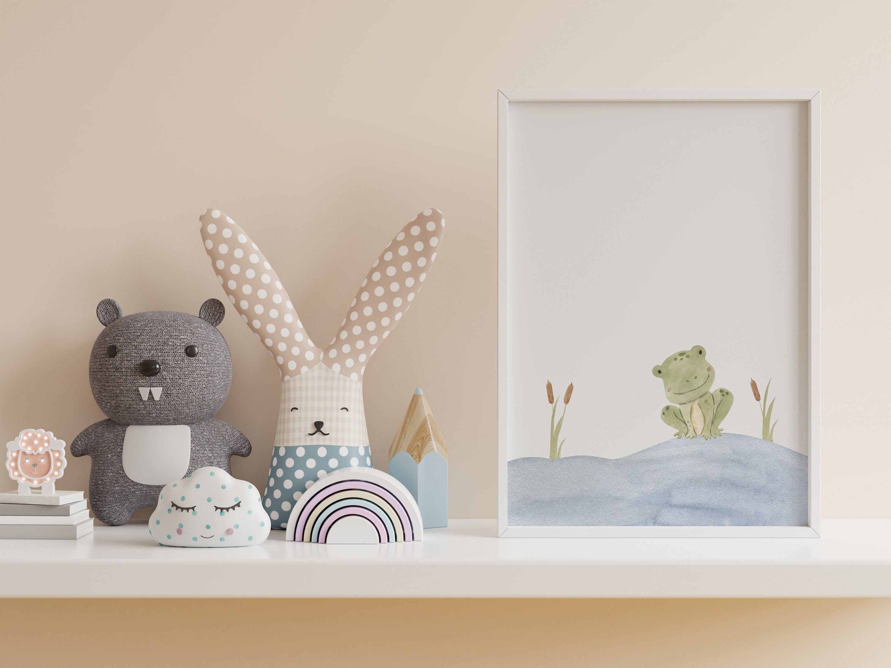 Baby Frog Printable Watercolor Nursery Wall Art Neutral Baby Etsy