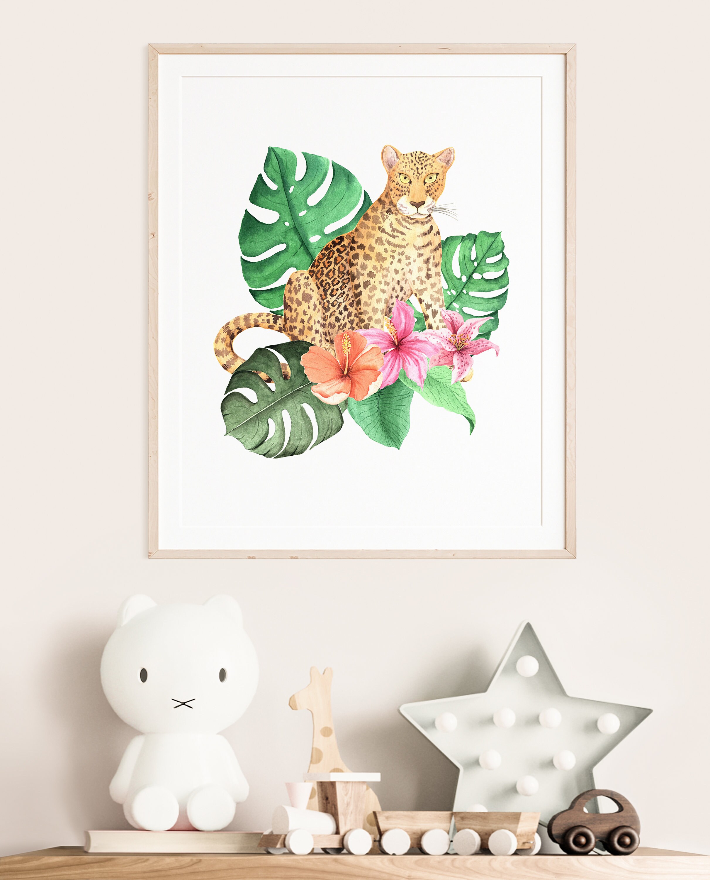 Floral Leopard Print Nursery Printable Safari Art Girls Room Etsy