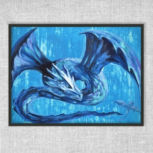 クールなブルーのリアルなドラゴンフライエイジ油絵アートワーク抽象リアリズムペイント販売印象派アート壁掛けサイズ40 x 30インチ
