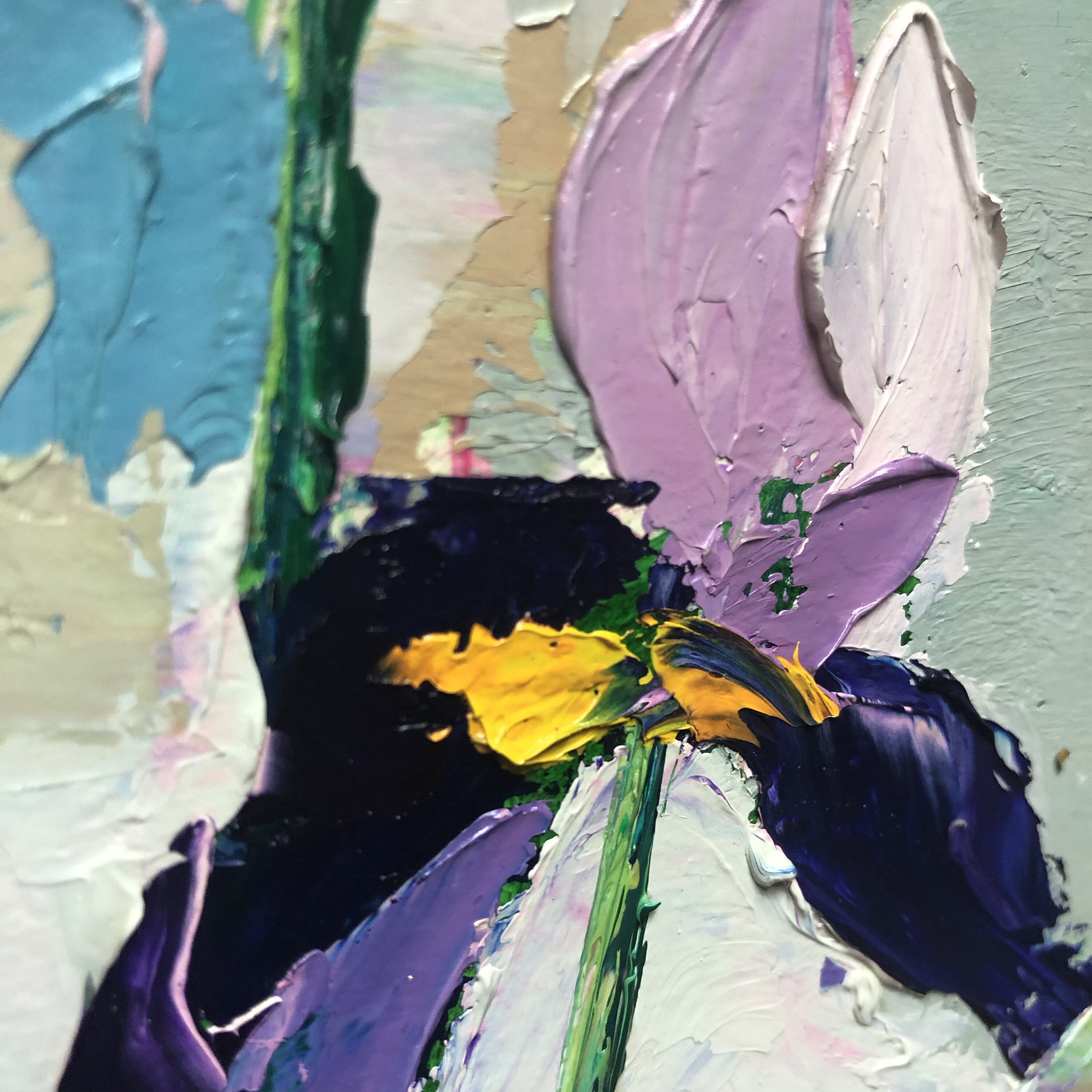Wall Décor Impasto Original Still Life Oil Colorful Irises Painting ...