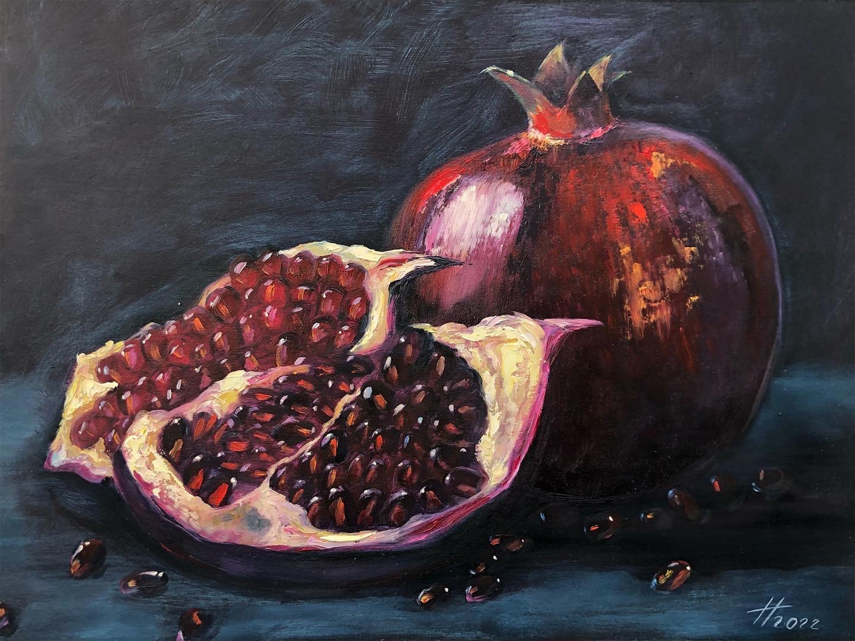 Original Still Life Oil Painting Red Pomegranate Fruit Still Etsy Canada Il Fullxfull.4750515479 Awp7
