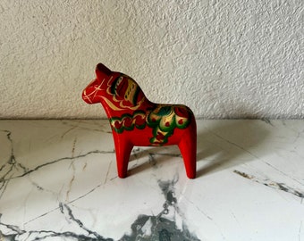 Vintage dala horse, vintage dala horse, nils olsson,  swedish dala horse,  red painted horse figurine, dalecarlian horse sweden