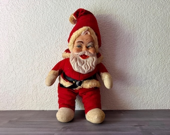 Vintage 1950s Rushton Santa Doll – Molded Rubber Face, Regal Toys