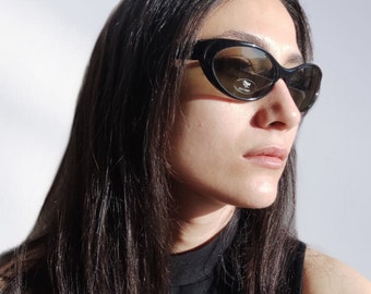 90s Vintage Black Cat Eye Womens Sunglasses, NOS Dead Stock Sunglasses, PIERO GUIDI PG36 Col 007 Made In Italy Y2k Sunglasses, Gifts For Her
