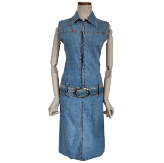 Y2k Vintage Miss Sixty Denim Dress, Sleeveless Bu… - image 2