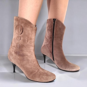 Y2k Vintage Mink Leather Stiletto Heel Boots 90&#39;s 00&#39;s Women&#39;s Boots VAGABOND Boots Eu39/Us8/Uk5.5