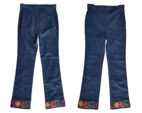 BENETTON 90's Vintage Jeans With Patchwork Leg, H… - image 5