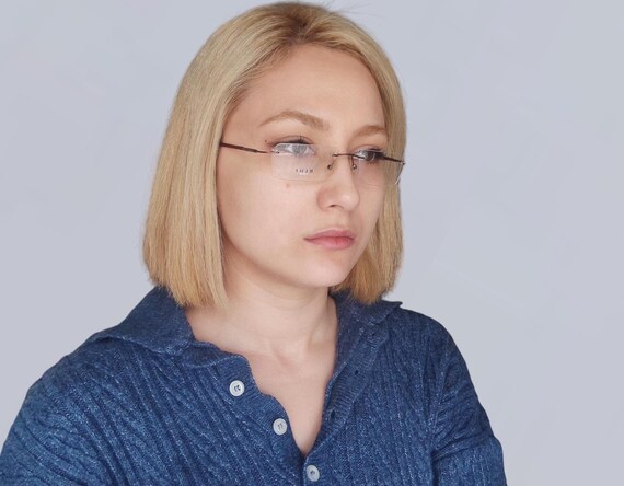 Vintage Rectangular Rimless Red Optical Glasses F… - image 5