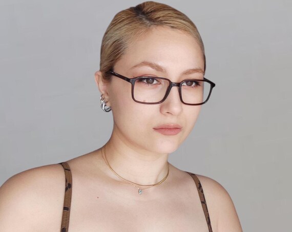 Square Rectangular Brown Eyeglasses Frame Memory … - image 3