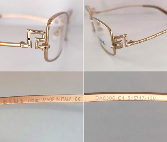 BLUE ICE Vintage Rectangular Gold Eyeglasses Fram… - image 10