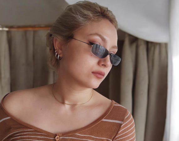 Vintage Gold Stainless Steel Rimless Eyeglasses With Sunglasses