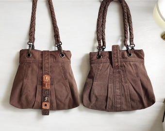 バッグ DIESEL Archive Brown Shoulder Bag 2000s DIESEL Vintage Brown Shoulder Bag With Leather Logo, 00's