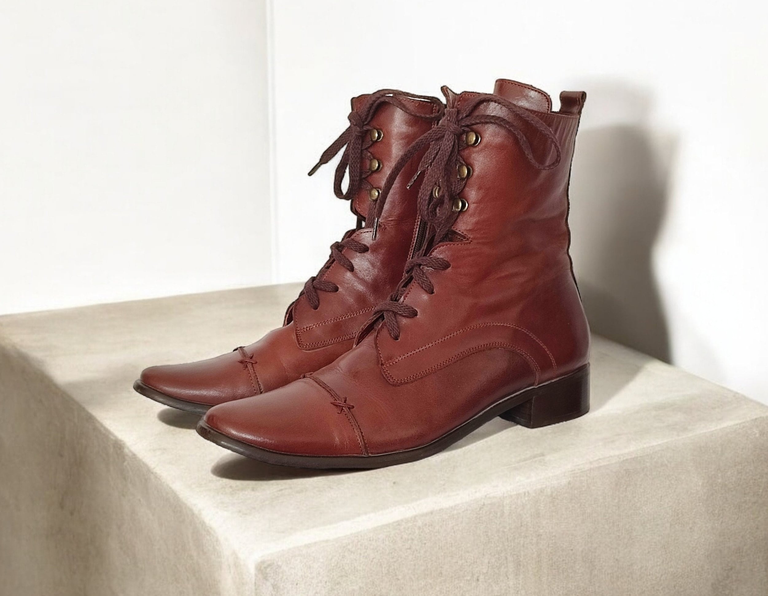 Veritables Boots Cuir Vintage Etsy