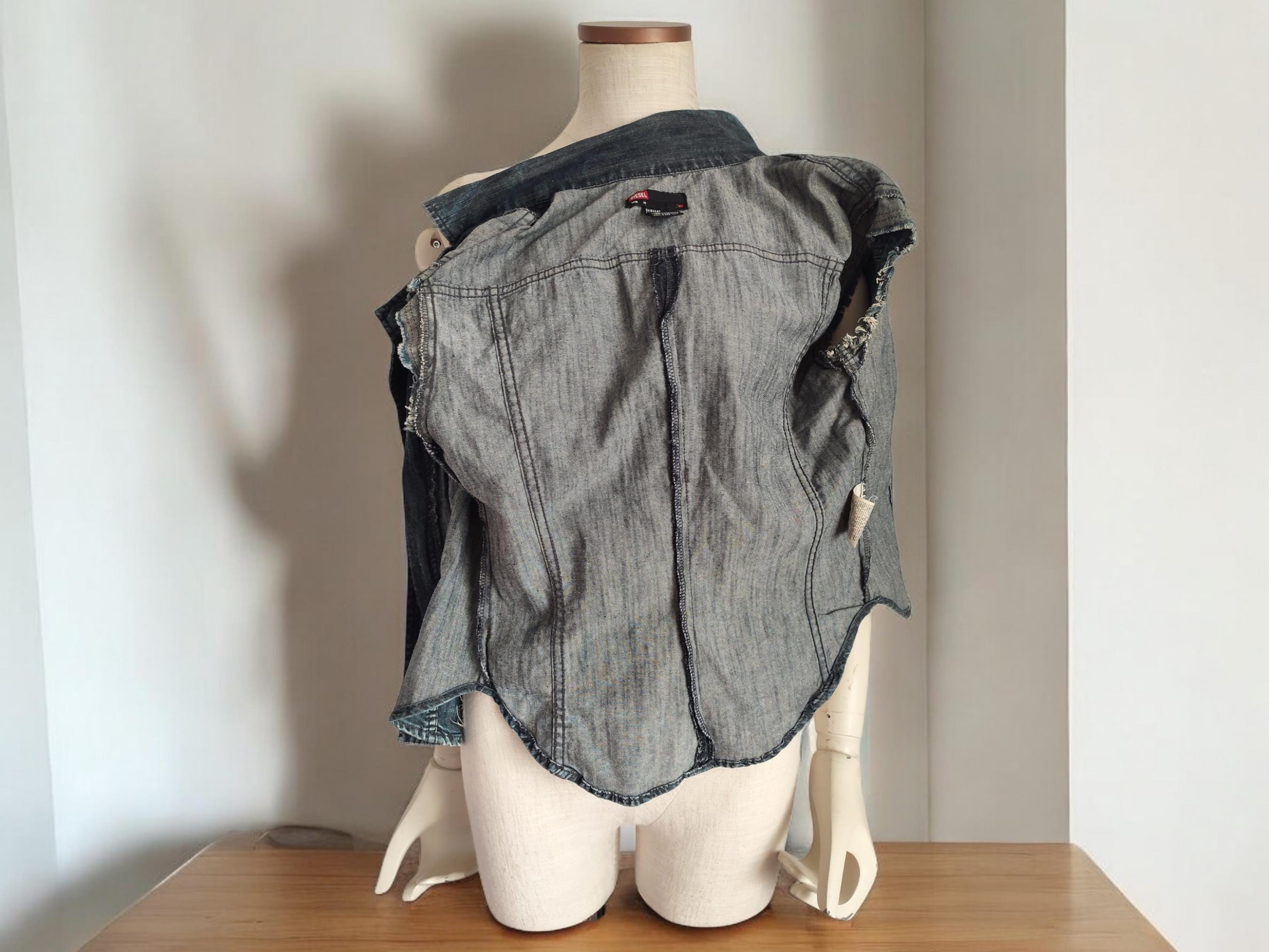 DIESEL Vintage Denim Top Sleeveless Asymmetrical Zip Blouse