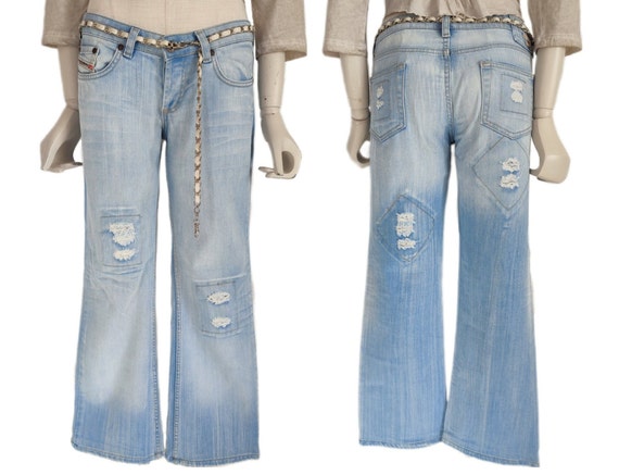 Y2k Vintage Diesel Low Waist Jeans Wide Leg Straight - Etsy