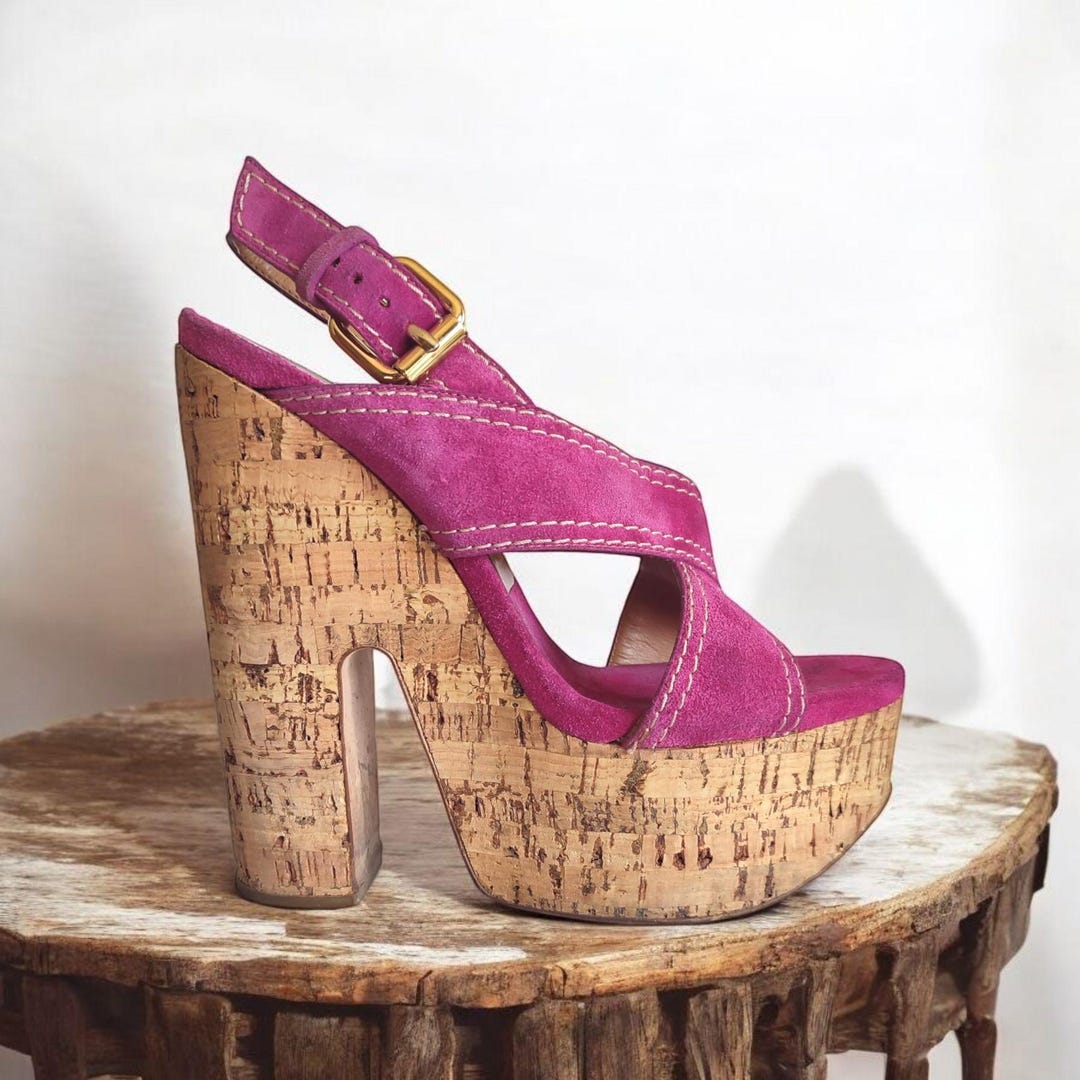 CASADEI Pink Ultra Platform Pumps Suede Leather Straps