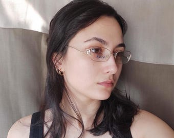 BLUE ICE Vintage Rectangular Gold Eyeglasses Frame For Women&#39;s Optical Frame Eyewear Made In Italy 90&#39;s 00&#39;s Y2k Glasses NOS