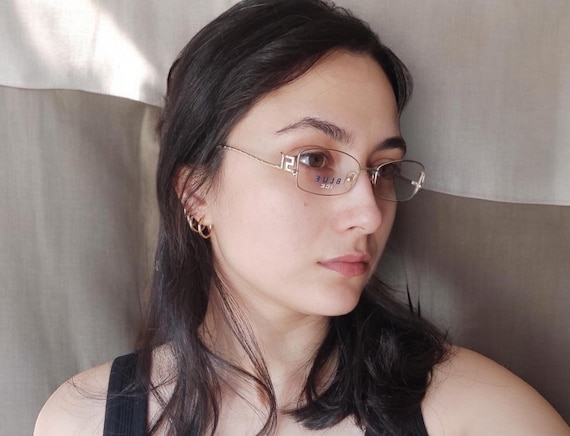 BLUE ICE Vintage Rectangular Gold Eyeglasses Fram… - image 1