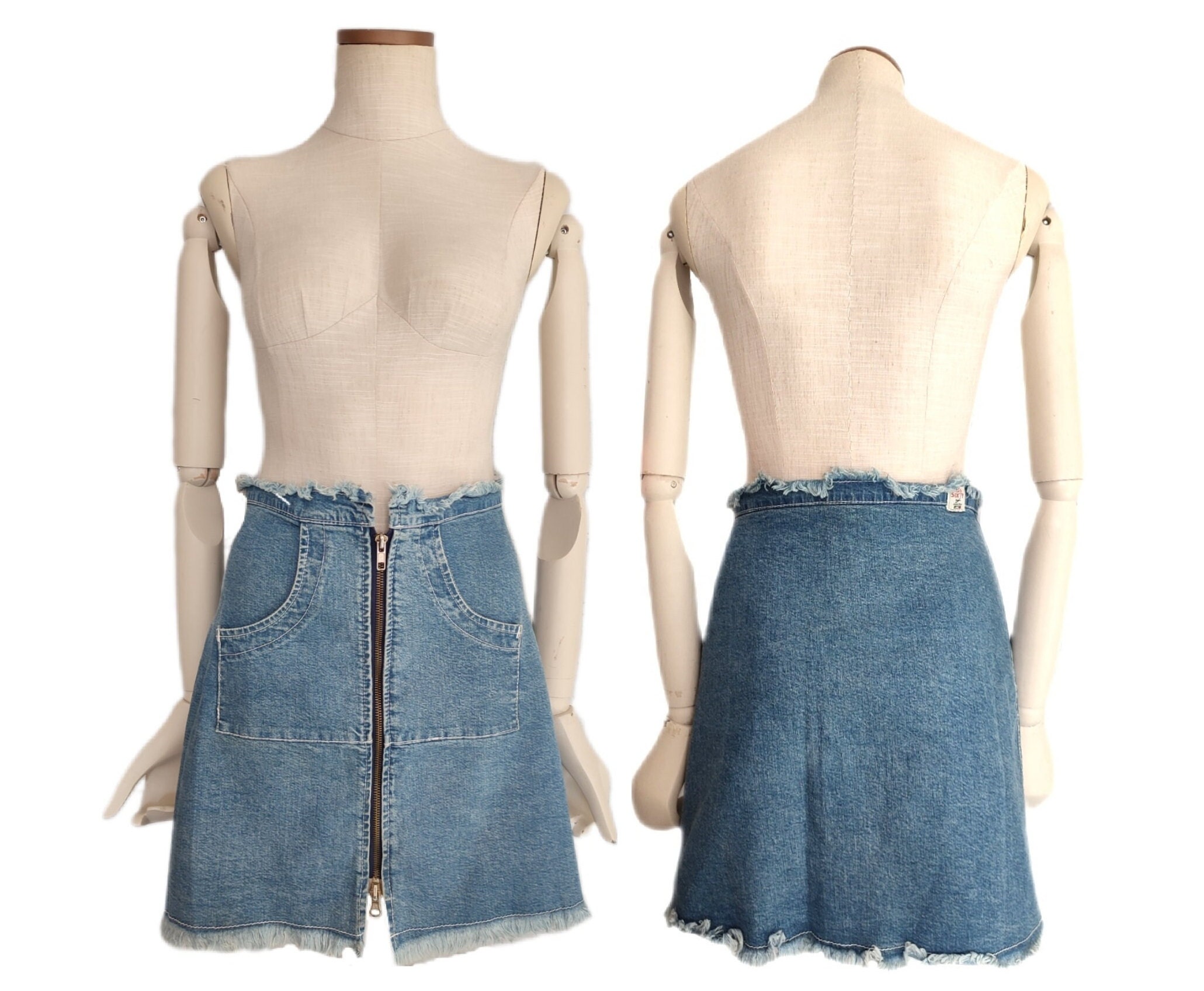 Miss sixty high waisted corset postal detail denim skirt