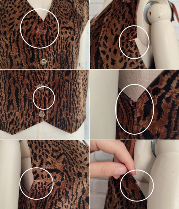 Vintage Leopard Faux Suede Vest With Shoulder Tassel, Button up