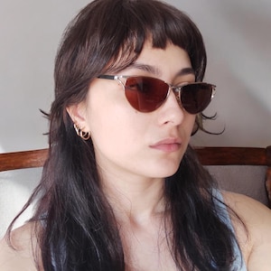 90's Vintage Cat Eye Women's Sunglasses Triangle Shape Trendy Sunglasses Made In Italy By Amica