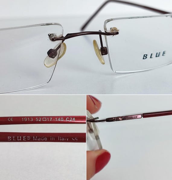 Vintage Rectangular Rimless Red Optical Glasses F… - image 10