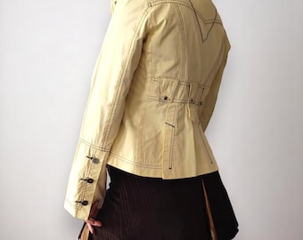 Giacca blazer slim fit gialla vintage DIESEL, anni 2000, Y2K, rara giacca/gilet/cappotto da donna di design, taglia M/L