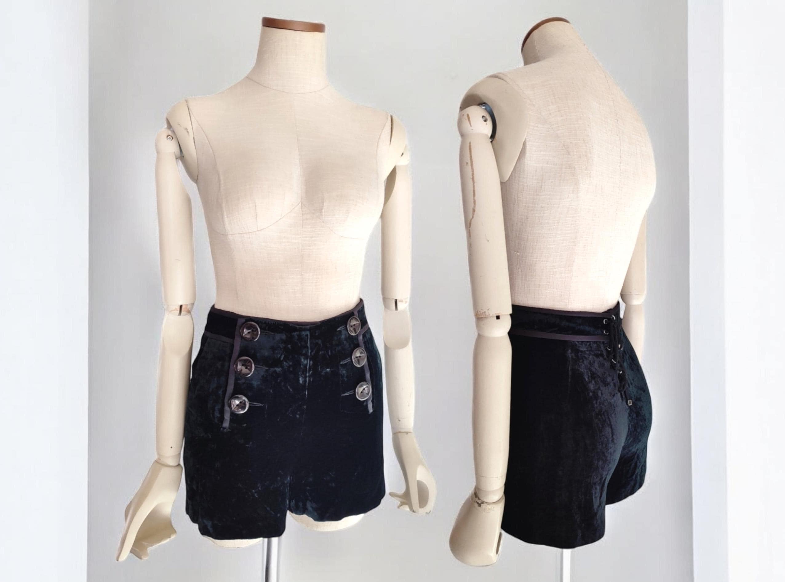 EMILIO PUCCI Silk-velvet Laced Mini Corset Shorts, High Waist