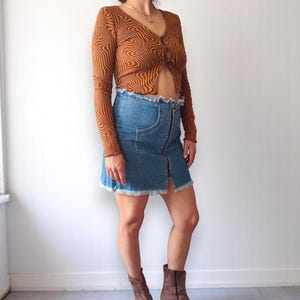 MISS SIXTY Vintage Mini Denim Skirt High Waist Zip-Up Tassel Detail Jean Skirt 90s 00s Y2k Designer Skirt Made In Italy L/XL