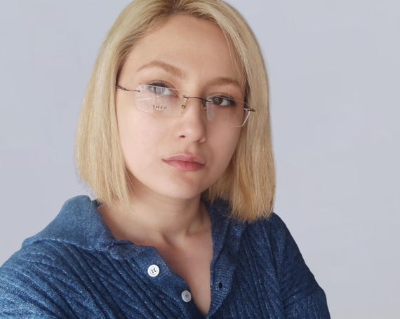 Vintage Rectangular Rimless Red Optical Glasses F… - image 4