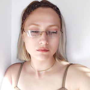 Vintage Rectangular Rimless Red Optical Glasses Frame For Women And Men Made In Italy 90's 00's Y2k Eyewear Blue Ice NOS
