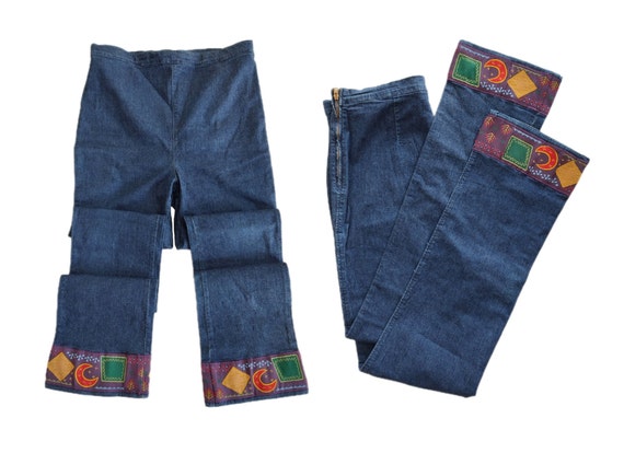 BENETTON 90's Vintage Jeans With Patchwork Leg, H… - image 3