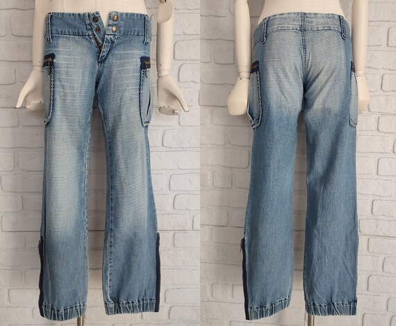 VGC Y2K 'Miss Sixty' Black Wide Leg Hinda Flare Low-Rise Casual Jeans W27