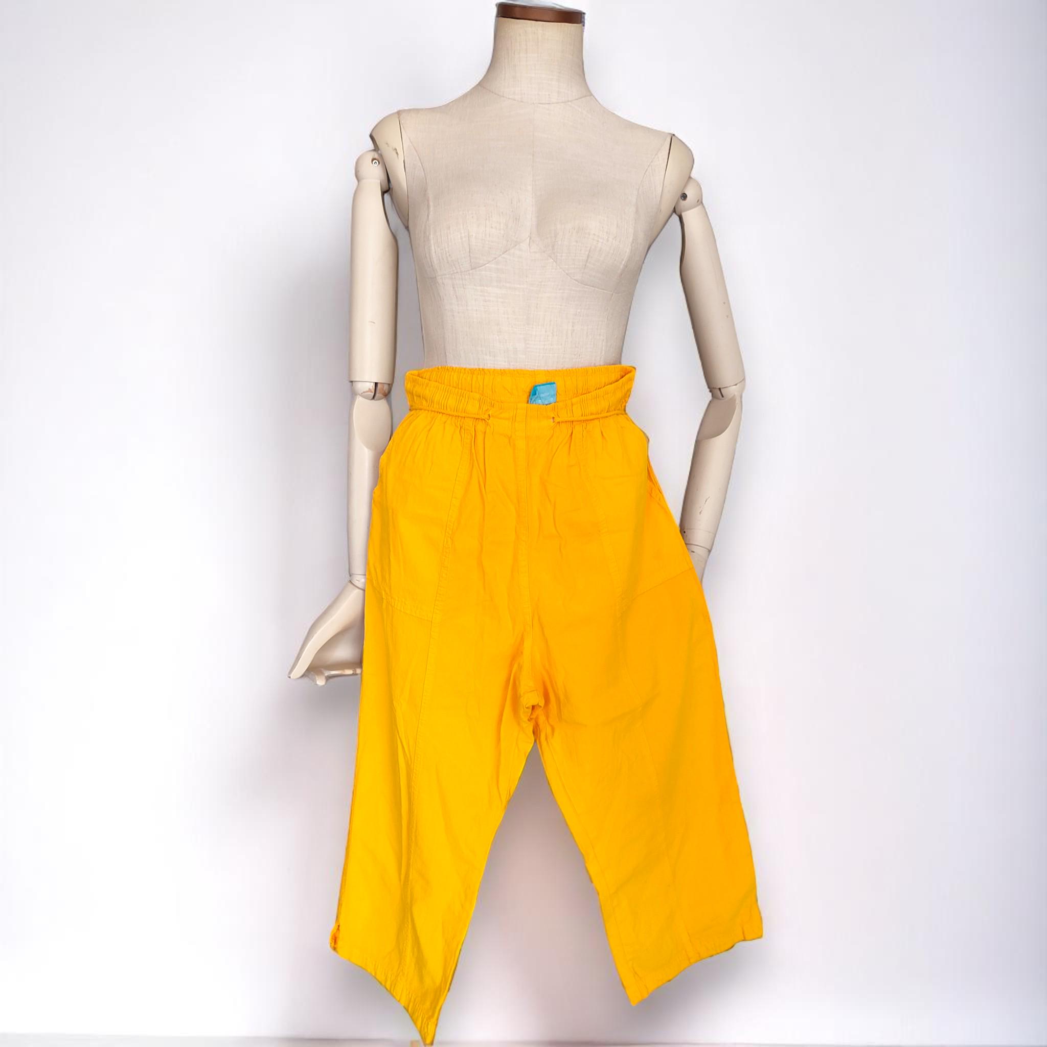 Salsation Capri Pants-Yellow（黄）XSサイズ 90's Vintage Yellow Cotton Capri Pants High Waist Pocketed