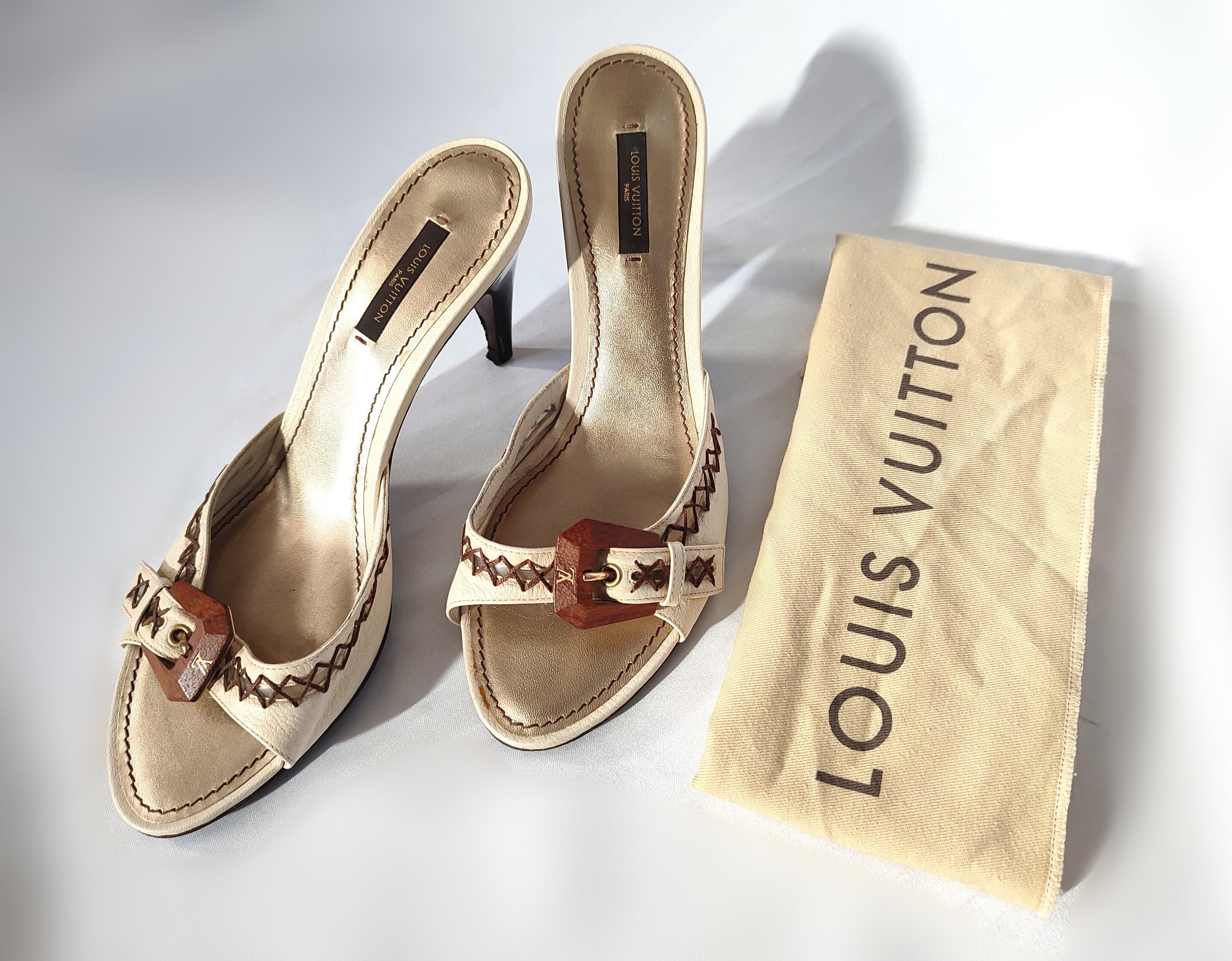 Louis Vuitton Monogram Slides Sandals Flip Flop Gold Sz 35,5 Eu