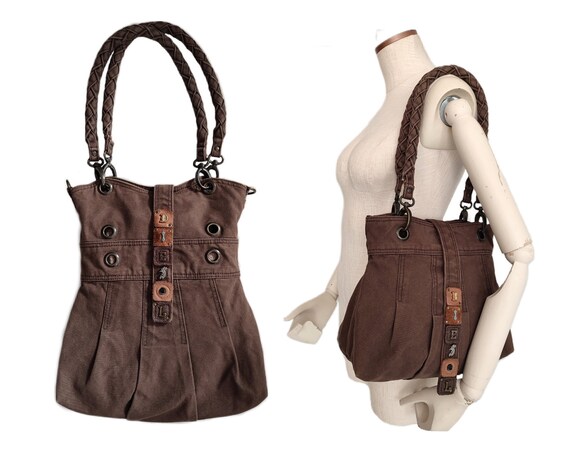 DIESEL Brown Canvas Shoulder Bag With Leather Logo, 00 