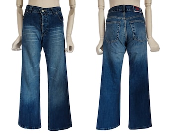 Y2k DIESEL Högmidjade Utsvängda Jeans Vida Ben Raka Jeans 90-00-tals Vintage Damjeans Diesel Industry Basic Jeans Tillverkade i Italien