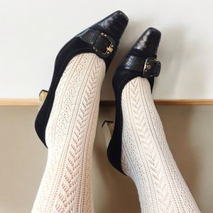 Vintage Italian Exclusive Rare Pumps With Genuine Snakeskin Detail Buckled 80&#39;s 90&#39;s Elegant Womne&#39;s Shoes
