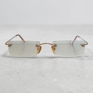Occhiali da vista rettangolari senza montatura, design italiano vintage, con montatura in metallo dorato, stile anni '90, '00, Y2k, per uomo e donna, NOS 50*19-138